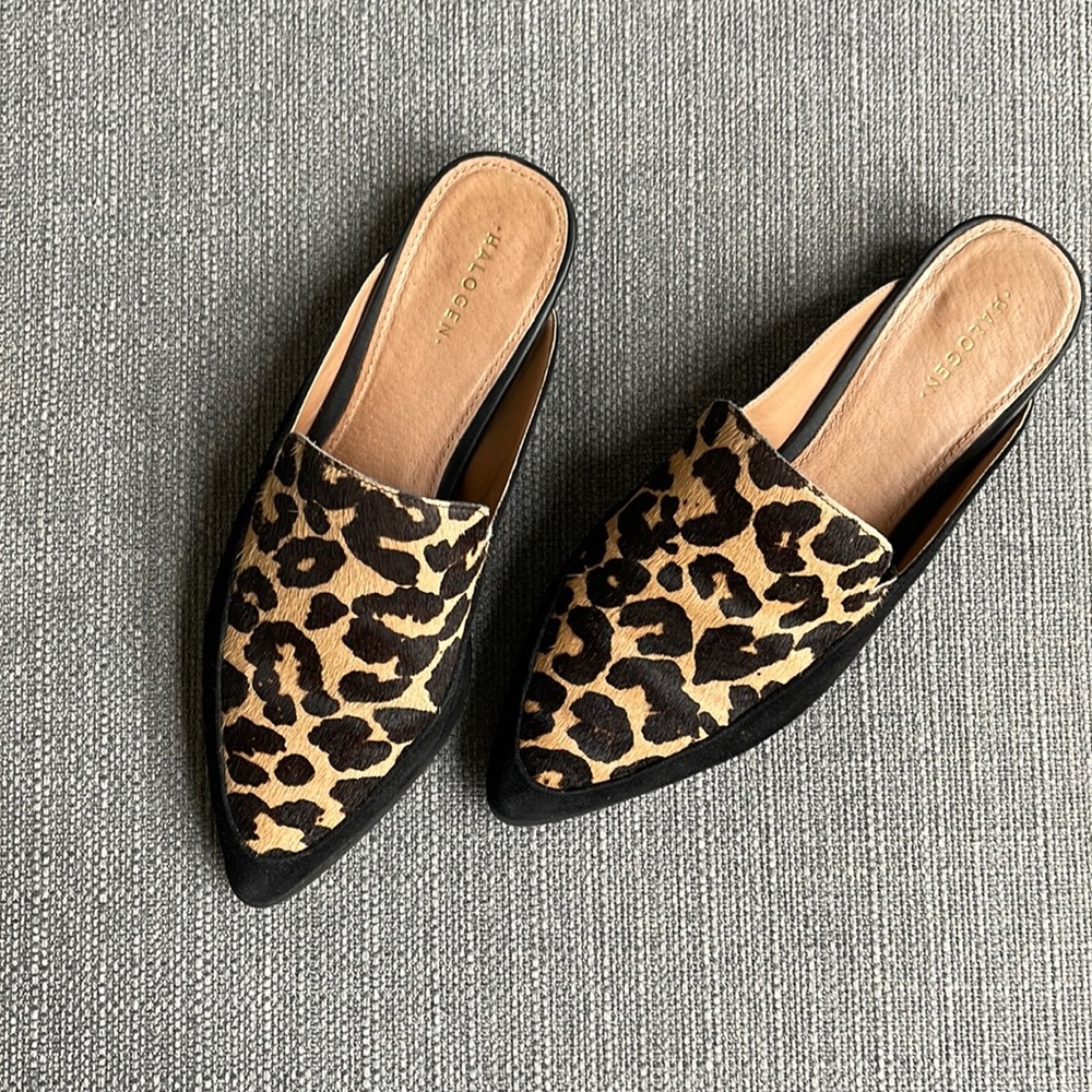 Halogen calf hair mules, Sz 5.5 (fits like 6).